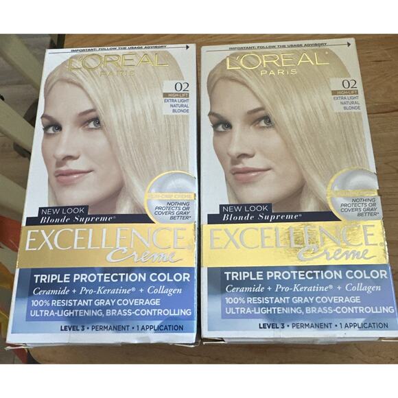 L'Oreal Excellence Creme 02 High-Lift Extra Light Natural Blonde - Lot of 2 - Picture 1 of 3